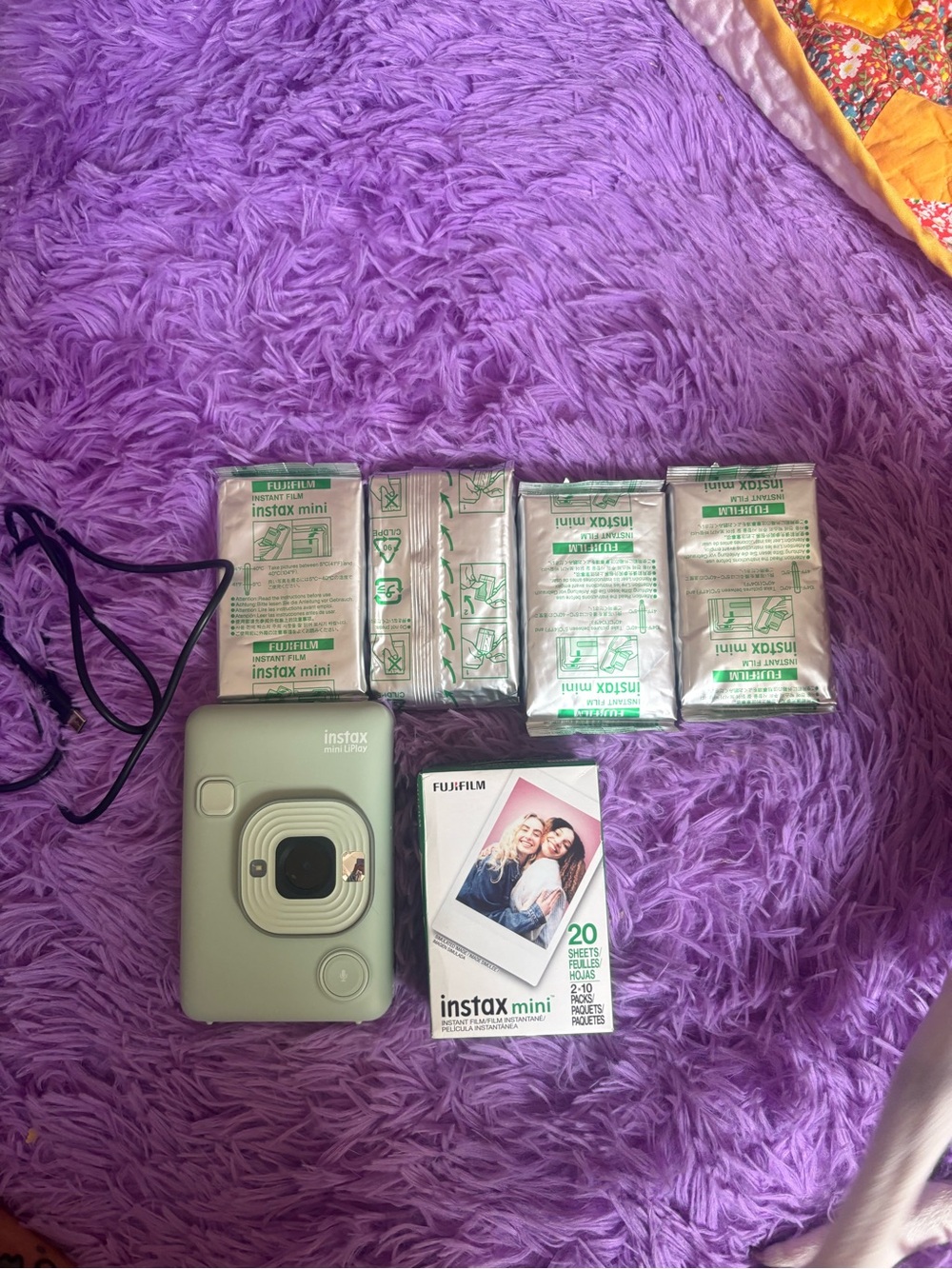 Fujifilm Instax Mini LiplayInstant Camera in Sage Green with Multiple Film Packs
